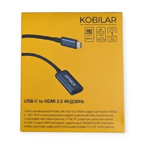 KOBILAR USB-C to HDMI 2.0 Adapter 4K 30Hz 18Gbps Cable for iPad PC Android Phone